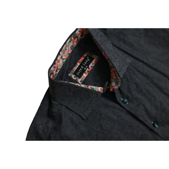 Jared Lang all over floral print black XL Button Down shirt - Picture 6 of 8